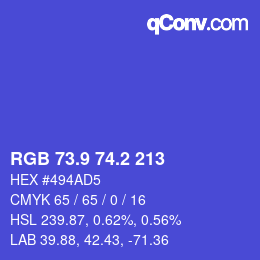 カラーコード: RGB 73.9 74.2 213 | qconv.com