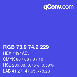 カラーコード: RGB 73.9 74.2 229 | qconv.com