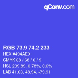 カラーコード: RGB 73.9 74.2 233 | qconv.com