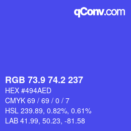 カラーコード: RGB 73.9 74.2 237 | qconv.com