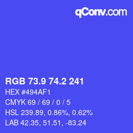 カラーコード: RGB 73.9 74.2 241 | qconv.com