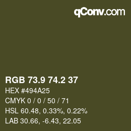 Color code: RGB 73.9 74.2 37 | qconv.com