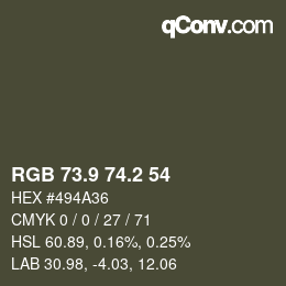 Color code: RGB 73.9 74.2 54 | qconv.com