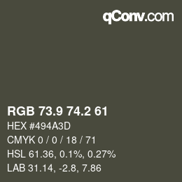 Color code: RGB 73.9 74.2 61 | qconv.com
