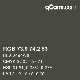 Color code: RGB 73.9 74.2 63 | qconv.com