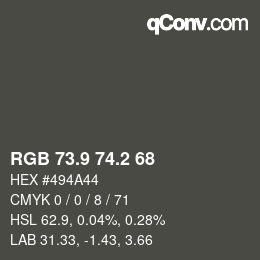 Color code: RGB 73.9 74.2 68 | qconv.com