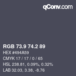 Color code: RGB 73.9 74.2 89 | qconv.com