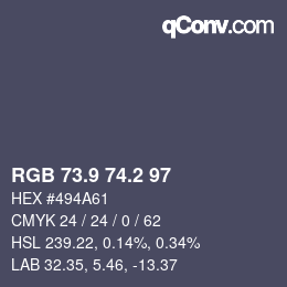 Color code: RGB 73.9 74.2 97 | qconv.com