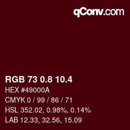 カラーコード: RGB 73 0.8 10.4 | qconv.com
