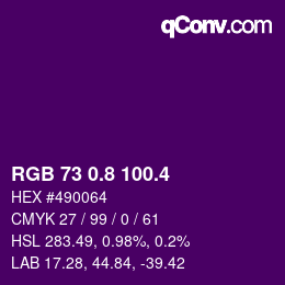カラーコード: RGB 73 0.8 100.4 | qconv.com