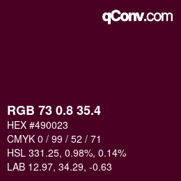 カラーコード: RGB 73 0.8 35.4 | qconv.com