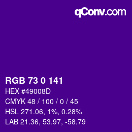 Color code: RGB 73 0 141 | qconv.com