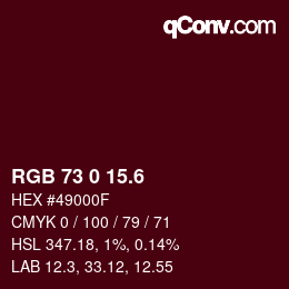 カラーコード: RGB 73 0 15.6 | qconv.com