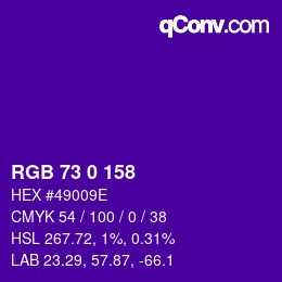 カラーコード: RGB 73 0 158 | qconv.com