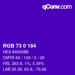 Farbcode: RGB 73 0 184 | qconv.com