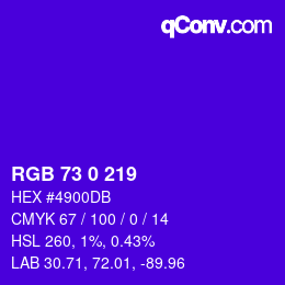 Color code: RGB 73 0 219 | qconv.com