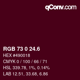 カラーコード: RGB 73 0 24.6 | qconv.com