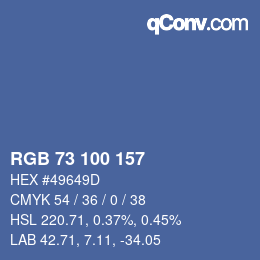 Farbcode: RGB 73 100 157 | qconv.com