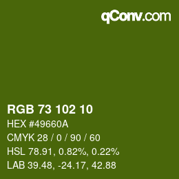 Color code: RGB 73 102 10 | qconv.com