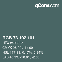 カラーコード: RGB 73 102 101 | qconv.com