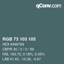 Farbcode: RGB 73 103 105 | qconv.com