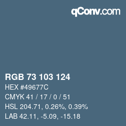 Color code: RGB 73 103 124 | qconv.com