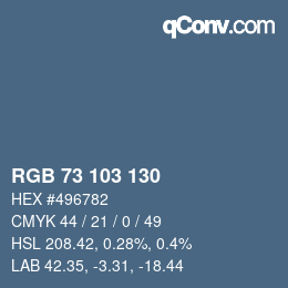 Color code: RGB 73 103 130 | qconv.com