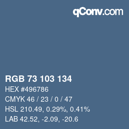 カラーコード: RGB 73 103 134 | qconv.com