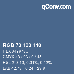 Color code: RGB 73 103 140 | qconv.com