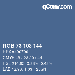 Color code: RGB 73 103 144 | qconv.com