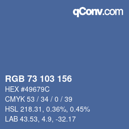 カラーコード: RGB 73 103 156 | qconv.com