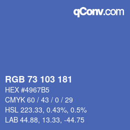 Color code: RGB 73 103 181 | qconv.com