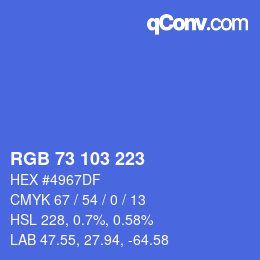 Color code: RGB 73 103 223 | qconv.com