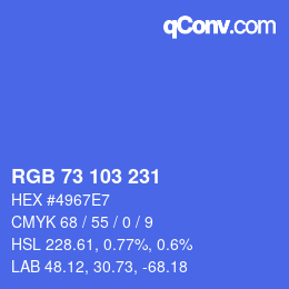 Color code: RGB 73 103 231 | qconv.com