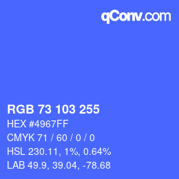 Color code: RGB 73 103 255 | qconv.com