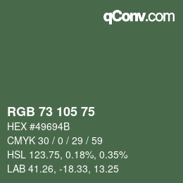 Color code: RGB 73 105 75 | qconv.com