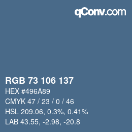 Color code: RGB 73 106 137 | qconv.com