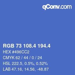 カラーコード: RGB 73 108.4 194.4 | qconv.com