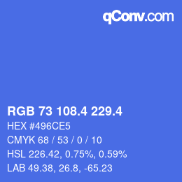 カラーコード: RGB 73 108.4 229.4 | qconv.com