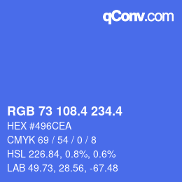 カラーコード: RGB 73 108.4 234.4 | qconv.com