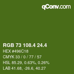 カラーコード: RGB 73 108.4 24.4 | qconv.com