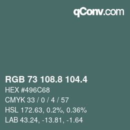 カラーコード: RGB 73 108.8 104.4 | qconv.com