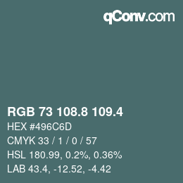 カラーコード: RGB 73 108.8 109.4 | qconv.com