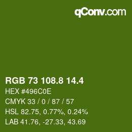 カラーコード: RGB 73 108.8 14.4 | qconv.com