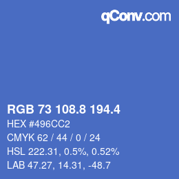 カラーコード: RGB 73 108.8 194.4 | qconv.com