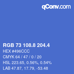 カラーコード: RGB 73 108.8 204.4 | qconv.com
