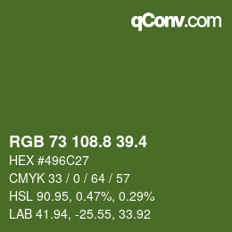 カラーコード: RGB 73 108.8 39.4 | qconv.com