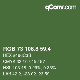 カラーコード: RGB 73 108.8 59.4 | qconv.com
