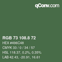 Color code: RGB 73 108.8 72 | qconv.com