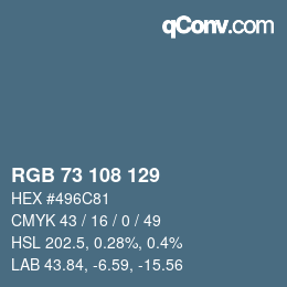 颜色代码: RGB 73 108 129 | qconv.com